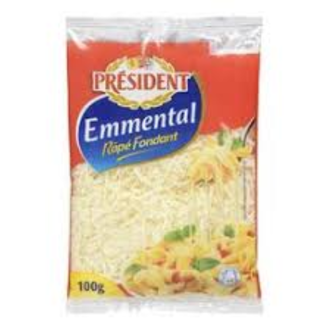 PRESIDENT SHREDDED EMMENTAL H/CHEESE 100G